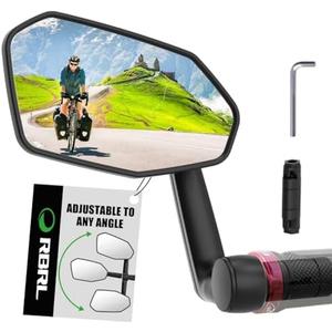 RBRL Bicycle Mirror, Extra Large Bike Mirror, 360° Adjustable Shatterproof and Durable Bar End Rear View Mirror Bicycle, Side Mirrors for E-Bike (Left)