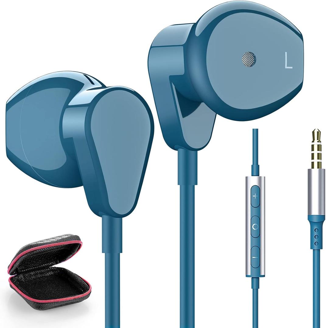 3.5mm Headphones Wired Earphones for Samsung Galaxy A25 A15 A12 A13 A03s A14 A23 A71, Noise Isolating Wired Earbuds with Microphone Song Skip Ear Bud Wired for/Moto G Power Pure/Pixel 5a 4a Android PC