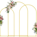 Wokceer Wedding Arch Backdrop Stand 8FT, 7.2FT, 6.6FT Set of 3 Gold Metal Arch Backdrop Stand for Wedding Ceremony Baby Shower Birthday Party Garden Floral Balloon Arch Decoration