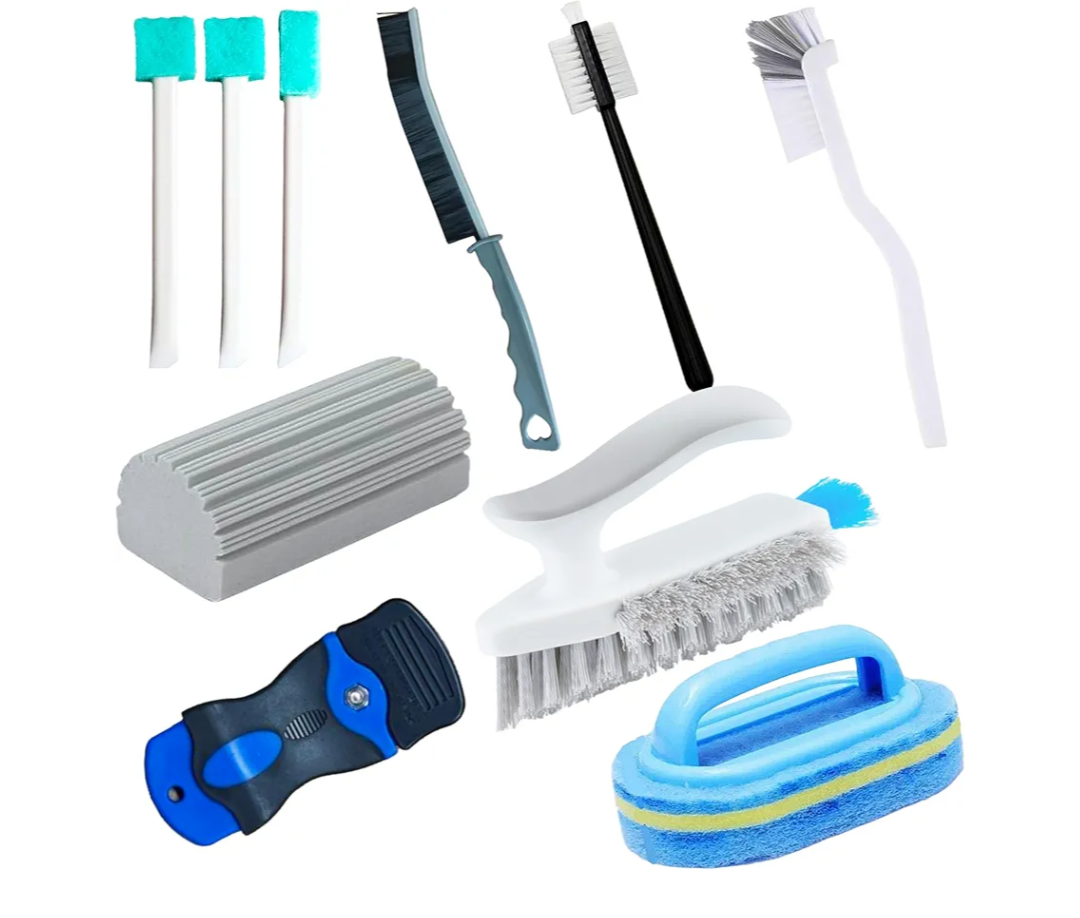 Elkanah Cleaning Brushes for Household use Small Cleaning Brushes for Small Spaces Sink Bathroom Deep Cleaning Supplies Set of 10