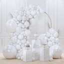 PartyWoo Pearl White Balloons 140pcs Different Sizes Pack of 18 12 10 5 Inch Metallic White Latex Balloon Arch Kit Garland for Wedding Graduation Baby Shower Birthday Party Decorations White-Z30