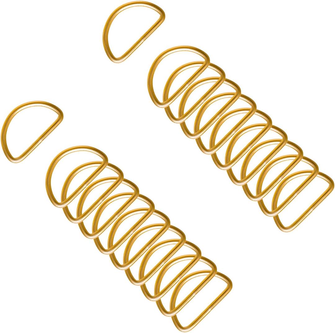 20pcs 1-1/2"(38mm) D Rings Welded Strong Metal Gold Semi-Circular D Ring for Pet Collars Hardware Bags Ring Buckle Strap Hand DIY Sewing Accessories