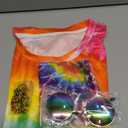 Hippie Costume for Men Momen 60s 70s Colorful T-Shirt 5 PCS Accessories Set for Theme Party, Size XL