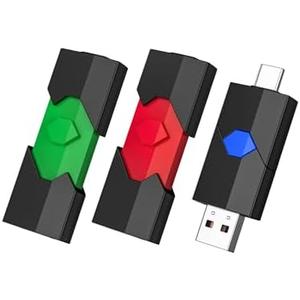 JUANWE 32GB USB C Dual Flash Drives 3 Pack - 2 in 1 Type C + USB A Retractable Thumb Drive USB C Memory Stick Jump Drive for iPhone 15, iPad, Android Phones, Tablet, Laptop, Computers