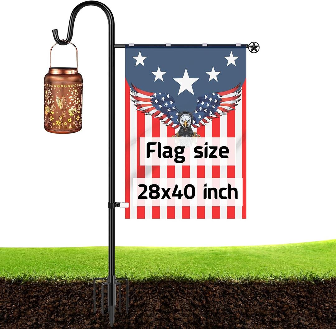 Ottsuls Garden Flag Stand, Heavy Duty Flag Pole Holder with Shepherd Hook for Yard Decoration, 60 INCH Sturdy Yard Flag Post Stake Outdoor Garden Flag Holder for 28''x40'' Flags (Without Flag)