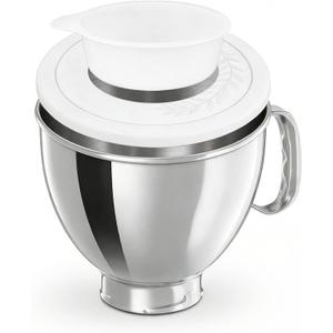 5 Quart Stainless Steel Mixing Bowl With Handle and Lid - Compatible with KitchenAid 4.5-5 QT Tilt-Head Stand Mixers (Classic & Artisan Series), Replacement Bowl for Models K45, K45SS, KSM150, KSM75