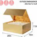 UoeRing 1 Extra Large Gold Gift Box 20x16x7 inch Luxury Gift Box for Presents with Magnetic Closure Lid Collapsible,Birthday,Christmas,Contains Card, Ribbon,Tissue Paper,Shredded Paper Filler