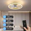 KDG 19.7" Low Profile LED Ceiling Fans with Light, Reversible Flush Mount with Remote and 6 Winds Speeds Fan Lighting, 3 Colors Dimmable for Bedroom, Living Room, Kids, Dinning Room, Kitchen (Gold)