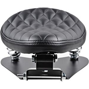 Set of Solo Driver Seat Cover Pad with Diamond Pattern Compatible with Harley Bobber Chopper Custom (Black Leather Diamond)