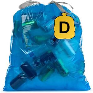 Ultrasac 10 Gallon 0.9 MIL Blue Drawstring Trash Bags - 16.5" x 28.5" - Pack of 108 - Fits simplehuman D