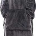 Waitu Wearable Blanket Sweatshirt Gifts for Women and Men, Warm and Cozy Giant Blanket Hoodie, Thick Flannel Blanket with Sleeves and Giant Pocket  Dark Gray