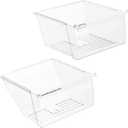 [2 Pack] 2188656 (Upper) & 2188664 (Lower) Upgraded Crisper Bin Refrigerator Drawers,Compatible With Whirlpool Refrigerator,Kenmore Refrigerator Drawer,WP2188656 Fridge Drawer Humidity Control