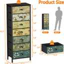 Furnulem Tall Dresser for Bedroom with 7 Fabric Drawers, Vintage Dressers & Chest of Drawers, Vertical Storage Tower Organizer Unit Retro Bedside Furniture in Closet,Living Room,Nusery,Dorm,Entryway, 15.8"D x 43.3"W x 11.4"H
