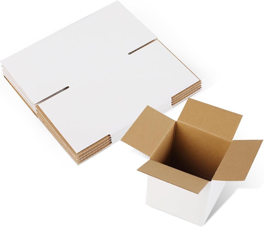 Shipping Boxes,3.5x3.5x3.5 inches 6 PCS Small Shipping Boxes,White Corrugated Cardboard Boxes for Packing, Mailing, Moving,Gifts & Storage,Heavy-DutyWhite