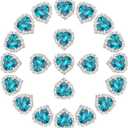 PATIKIL 30PCS Heart Rhinestones, Sew on Rhinestones Buttons Crystal Heart Nail Charm Embellishment Flatback Diamond for Sewing DIY Clothing Wedding, Blue