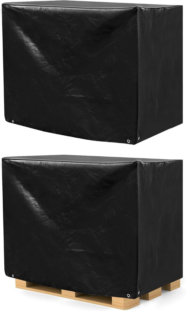 QWORK Pallet Cover, 2 Pack Heavy Duty Outdoor PE Waterproof Pallet Cover, 12 Mil Thick, 4 Ft. x 5 Ft. x 4 Ft, Perforated Roll, Protects Pallets, AC Units, Generators, Patio Furniture, Black