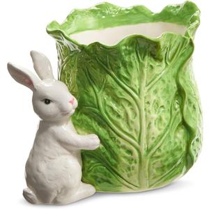 Raz Imports 2024 The Carrot Patch 9" Green Cabbage Container with Bunny