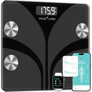 Posture Scale for Body Weight, Digital Bathroom Smart Scale, 13 Body Composition Analyzer Sync Weight Scale BMI Health Monitor Sync Apps 400lbs - Black (11.8*10.2)