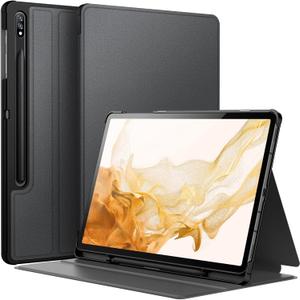 JETech Case for Samsung Galaxy Tab S8 Plus 2022 / S7 FE 2021 / S7 Plus 2020 12.4-Inch with S Pen Holder, Slim Folio Stand Protective Tablet Cover, Multi-Angle Viewing (Black)