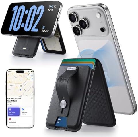 ESR Geo for Magsafe Wallet with Full Find My Functionality,5 Card-Holder, RFID Blocking, Magnetic Wallet for iPhone 17/16/15/14/13/12 Series, with Adjustable Stand, Black