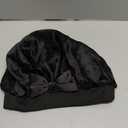 Double-Sided 22 Momme 100% Real Mulberry Silk Bonnet for Sleeping Women, Large Hair Care Bonnet for Long Curly Hair, Double Layer Silk Wrap with Soft Elastic Band, Non-Slip Sleep Cap, Jet Black