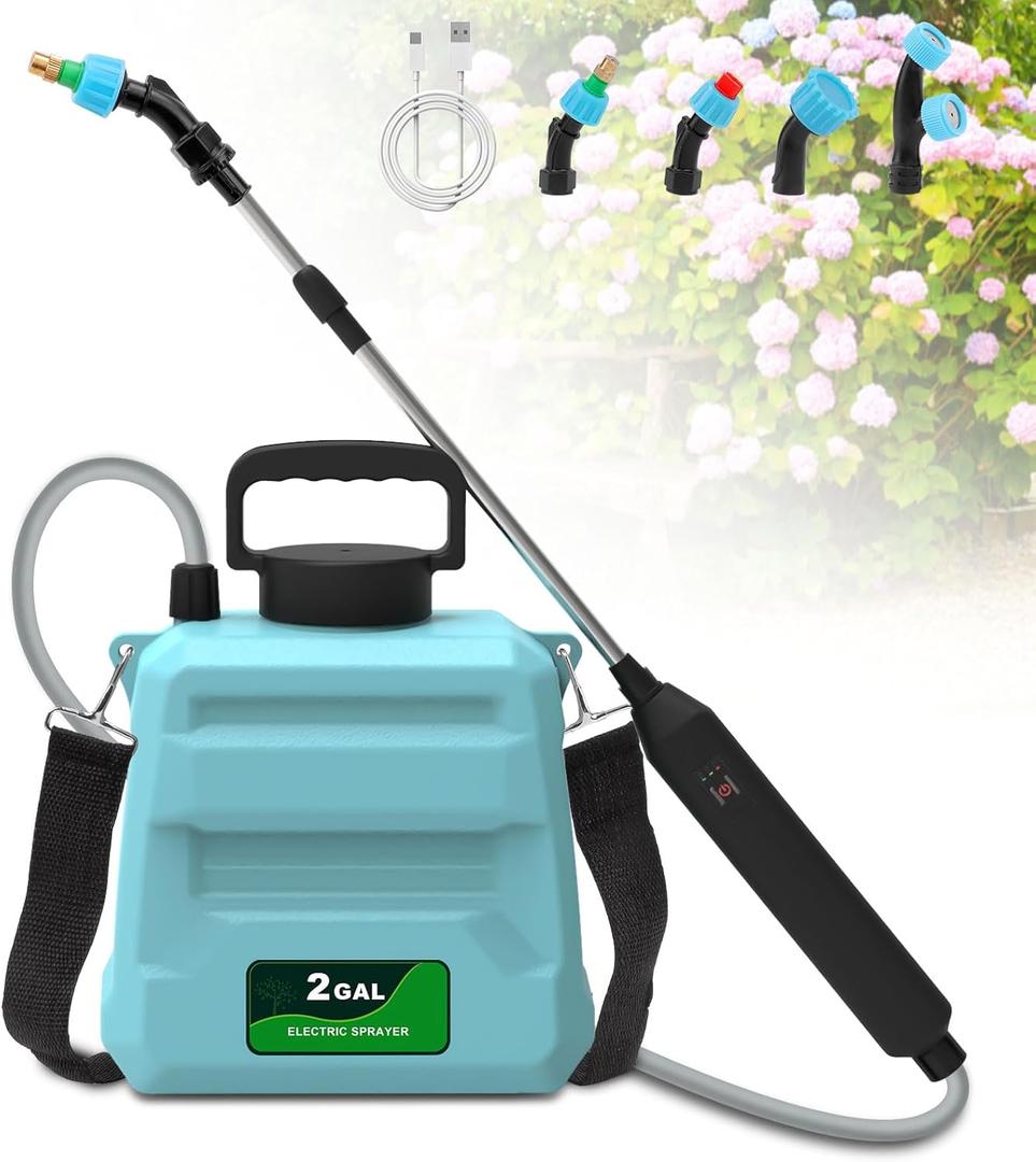 Battery Powered Sprayer, 2 Gallon Electric Sprayers in Lawn and Garden Sprayer Pump Sprayer Outdoor Battery Operated Sprayer for Lawn & Garden
