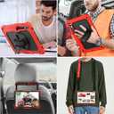 SEYMAC stock Case for Samsung Galaxy Tab S10 Plus/ S9 FE Plus/ S9 Plus 5G Tablet 12.4'' Case with Screen Protector Pencil Holder [360 Rotating Hand Strap] & Stand, Drop-Proof, Red