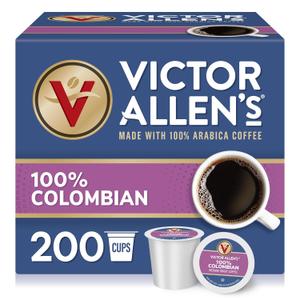 Victor Allen's Coffee 100% Colombian, Medium Roast, 200 Count, Single Serve Coffee Pods for Keurig K-Cup Brewers, BB Date 10/02/2027