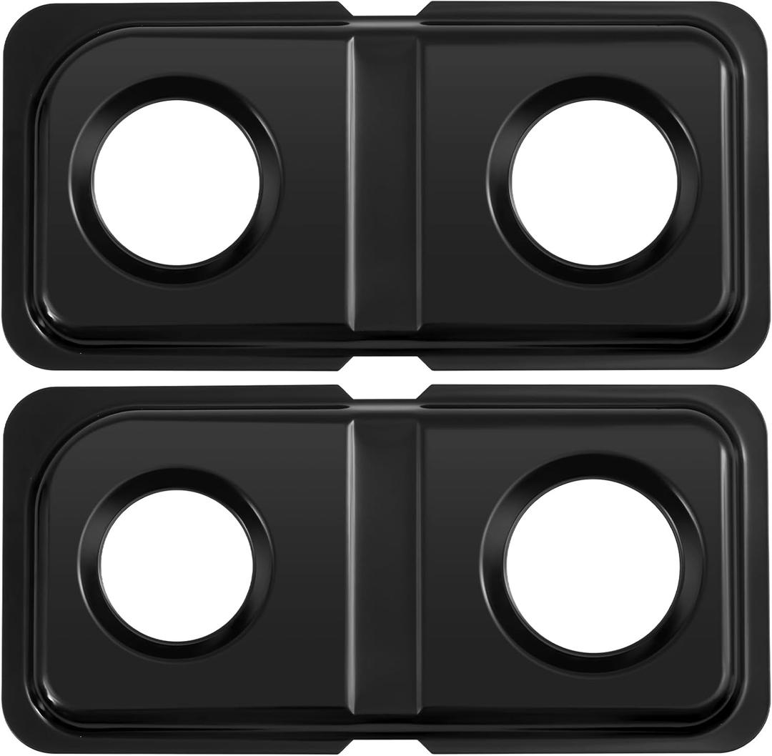 Baquler 2 Pcs Burner Drip Pans Compatible with Ge Hotpoint Wb34k10009 Right Wb34k10010 Left Gas Stove Range Parts 16.6 x 8 Inches Stainless Steel Double Drip Pans Black