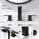 KENES Black Widespread Bathroom Faucet 3 Hole Bathroom Sink Faucet Matte Black Two Handle, 8-Inch 3 Pieces Bathroom Vanity Faucet with Pop Up Drain & Supply Lines, KE-9050-2-P