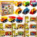 JOYIN 28 Valentine's Day Mini Construction Vehicle Greeting Cards for Kids Classroom Exchange Prizes, Construction Truck Toys Party Favor Gifts