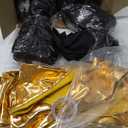 Preboun 50 Pack Folding Chair Cover Set with 25 Spandex Chair Slipcovers 25 Sequin Chair Sashes Bow Washable Chair Protector Chair Cover for Party Wedding Banquet Event (Black and Gold)