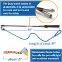 Interactive Flirt Pole Toy for Dogs Chase and Tug of War, Durable Teaser Wand with Pet Fleece Rope Tether Lure Toy to Outdoor Exercise & Training for Small Medium Large Dogs (Blue/Red, POLE-35 inches)