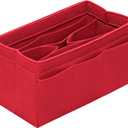 DailyPlus Purse Organizer Insert - Felt Bag Organizer for Tote Purse Bag with 14 Pockets - Red Large