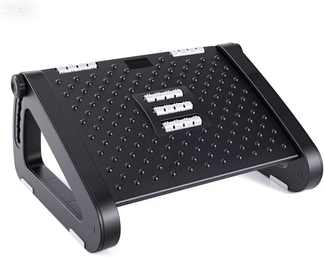 Foot Rest for Under Desk at Work - Ergonomic Under Desk Footrest for Office, Adjustable Foot Stool Desks Footrests with Roller Massager - Leg Support Rest for Office Chair & Gaming Home
