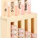 Yalikop 4 Slot Wooden Lipsticks Holder with DIY Wood Cardboard 0.7 Inch Lip Balm Tube Holder Lip Gloss Organizer Display Wood Lipsticks Tube Organizer for Market Craft Booth Room Display