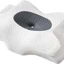 Neck Support Pillow for Comfort Relief, Cooling Sleep, Orthopedic Contouring Memory Foam Side Sleeper, Ergonomic Sleeping Back, White + Grey