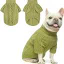 BEAUTYZOO Small Dog Sweater-Dog Sweatshirt Pullover Cable Knit Wear Classic Turtleneck Thick Cold Weather Clothes for Small Dogs, Medium Dogs, Puppies, Green Cable Medium (Back: 16", Chest: 21", Neck: 13")