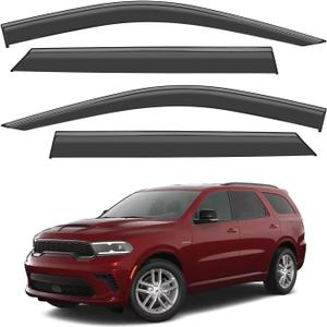 VESUL Compatible with Dodge Durango 2011-2026 Rain Guards Wind Deflectors Anti-Rain Window Visors with Tape 304 Stainless Steel TrimNoise Reduction&All-Weather Protection Outside Channel