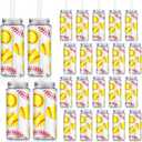 Domensi 24 Pack 14.2 oz Softball Plastic Cups with Lid and Straw Clear Reusable Cups with Lids and StrawsTumbler for Birthday Sports Themed Party Supplies