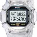 RNONDRY Womens Mens Digital Watch, Clear Waterproof Watches for Men, Women's Digital Watch for Boys Girls Wrist Watch with Date Alarm & Countdown (White)