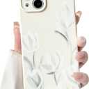 NITITOP Compatible with iPhone 13 Case Cute Flower Floral Tulip Pattern for Women Girls Trendy Slim Fit TPU Bumper Silicone Shockproof Full Camera Protection Cover - White