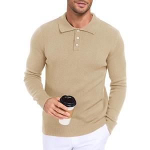 Men's Knit Long-Sleeve Sweater Pullover Soft Casual Regular Fit Basic Tops (Medium, Light Apricot)