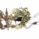 Couple Masquerade Lace Mask Set, Fit for Women and Men Venetian Halloween Masks, Specially for Costume, Mardi Gras (Gold Black-3set)