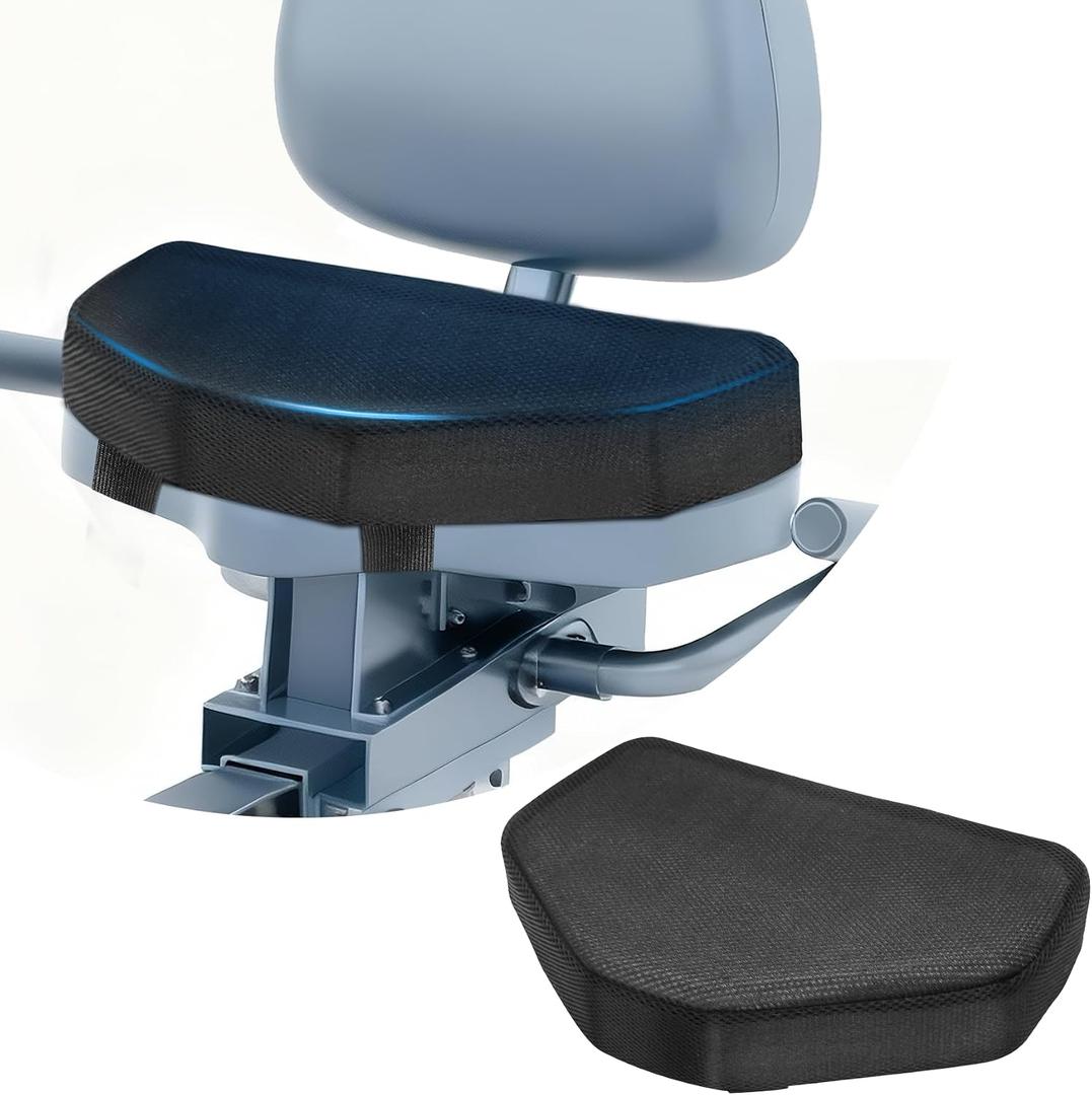 Recumbent Bike Seat Cushion, Comfortable Exercise Bike Seat Cushion with Washable Anti-Slip Cover, Universal Foam Rower Mat Pad for Rowing Machine