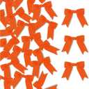 100 Pcs Orange Satin Ribbon Bows with Twist Tie 2.5 Inch Pretied Premade Colored Craft Bows for Gift Wrapping Basket Wedding Baby Shower Brithday Party (Orange)