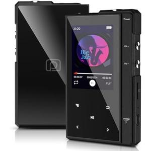 32GB MP3 Player with 90 Hours Long Battery Life,Bluetooth 5.0,Phinistec Z6 Digital Audio Player with Loud Speaker, 2.4'' IPS Portable Music Player,FM Radio,Voice Recorder Support up to 256GB(Black)