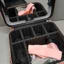 Mocado Travel Makeup Bag with LED Lighted Mirror, Travel Makeup Organizer, Makeup Case with 3 Color Lighted Setting and 10x Magnifying Mirror, Portable Storage and Adjustable Dividers Makeup Box(Pink)