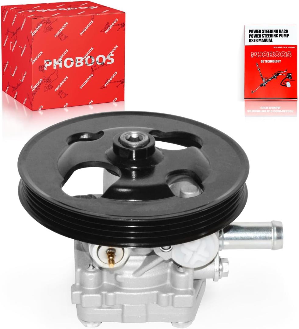 PHOBOOS Power Steering Pump Compatible with Chevrolet Tracker 2001-2004, Suzuki Grand Vitara 1999-2005 & XL-7 2002-2006, 2.5L/2.7L Models, with Outlet & Pulley, Low Noise, Ref. 21-5269