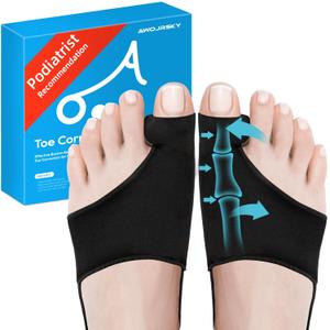 Bunion Corrector for Women Big Toe Straightener Bunion Corrector for Men, Relief splints Reduce Pain and Correct Toe Alignment, Brace Day/Night, fit for R/L,Washable(Black 2-Pack)